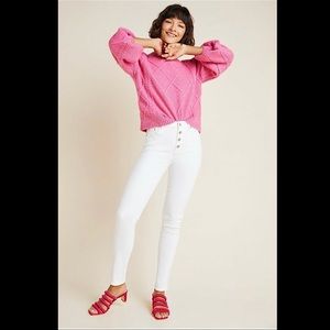 Citizens of Humanity button fly ankle skinny white denim